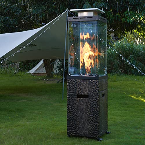 OTSUN 56''Patio Heater,Outdoor Propane Heater with Wheels,Metal Hood, Weather Cover, 41000 BTU with CSA Certification Gas Fireplace,201 Double Tempere