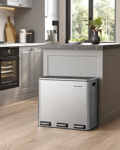 3 X 4.8 Gallon Triple Trash Can Silver - Silver