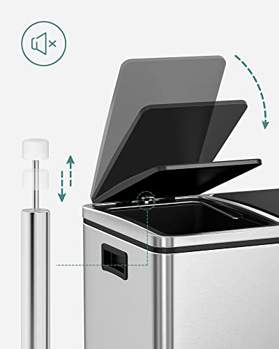 3 X 4.8 Gallon Triple Trash Can Silver - Silver