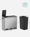 3 X 4.8 Gallon Triple Trash Can Silver - Silver