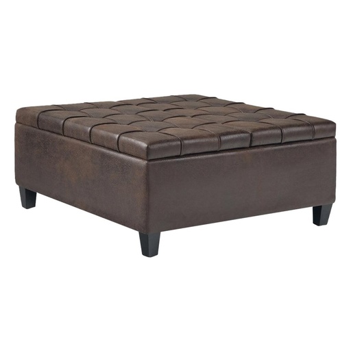 [SHAXCOT-265-DBR] Harrison 36 in. Wide Transitional Square Coffee Table Storage Ottoman