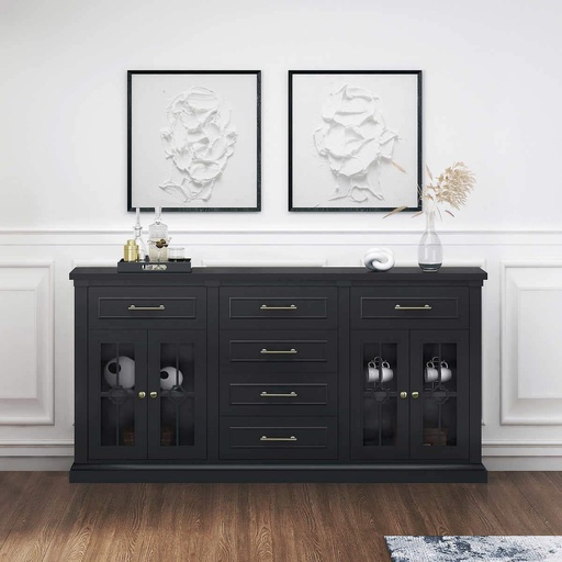 [LOXLEY-POSTINO-72-CONSOLE-BLK] Positano 72” Customizable Accent Cabinet with Storage