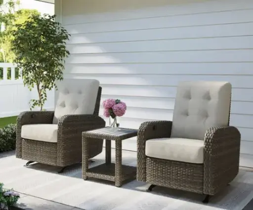 [CO1713471] National Brand - Barela 3-piece Outdoor Patio Glider Recliner Set