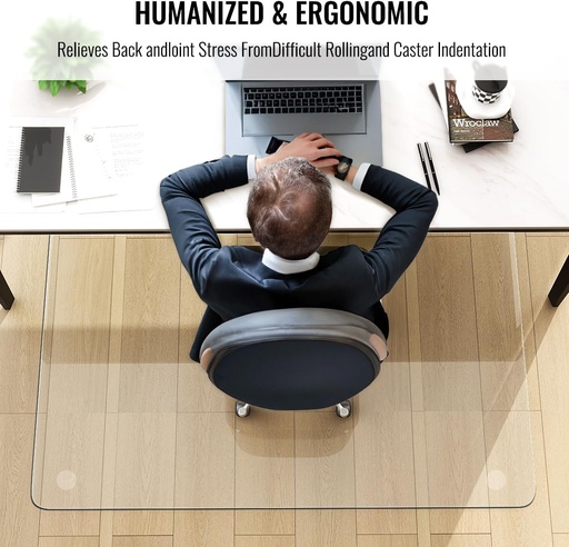 [TCHAIRMAT-4636-Clear] Tempered Glass Office Chair Mat - 36 x 46 Inch Rectangle