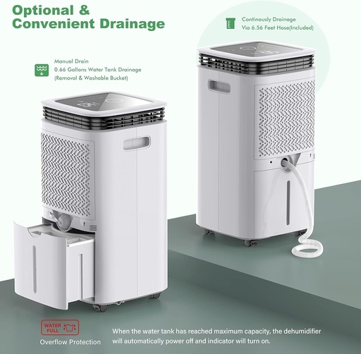 [Waykar-B08DHZFM6D] Home Dehumidifier with Drain Hose - 2500 sq ft, 34 PPD