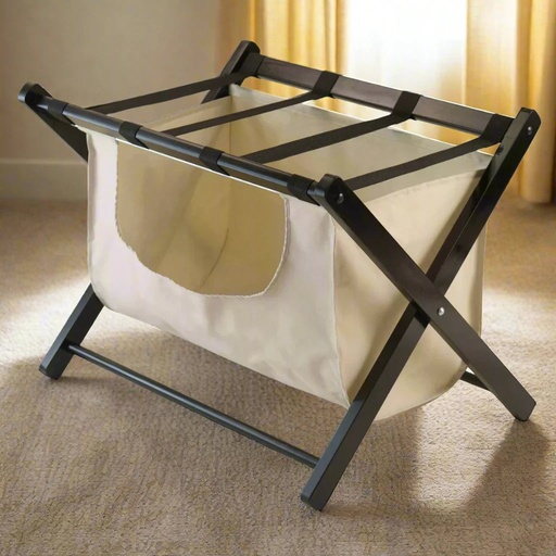 [249-14-4152] Dora Luggage Rack with Removable Fabric Basket Walnut Brown